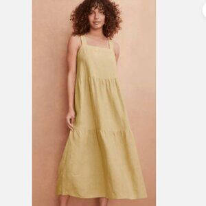 EILEEN FISHER Washed Organic-Linen Delave Tiered Tank Dress in Butter Size S